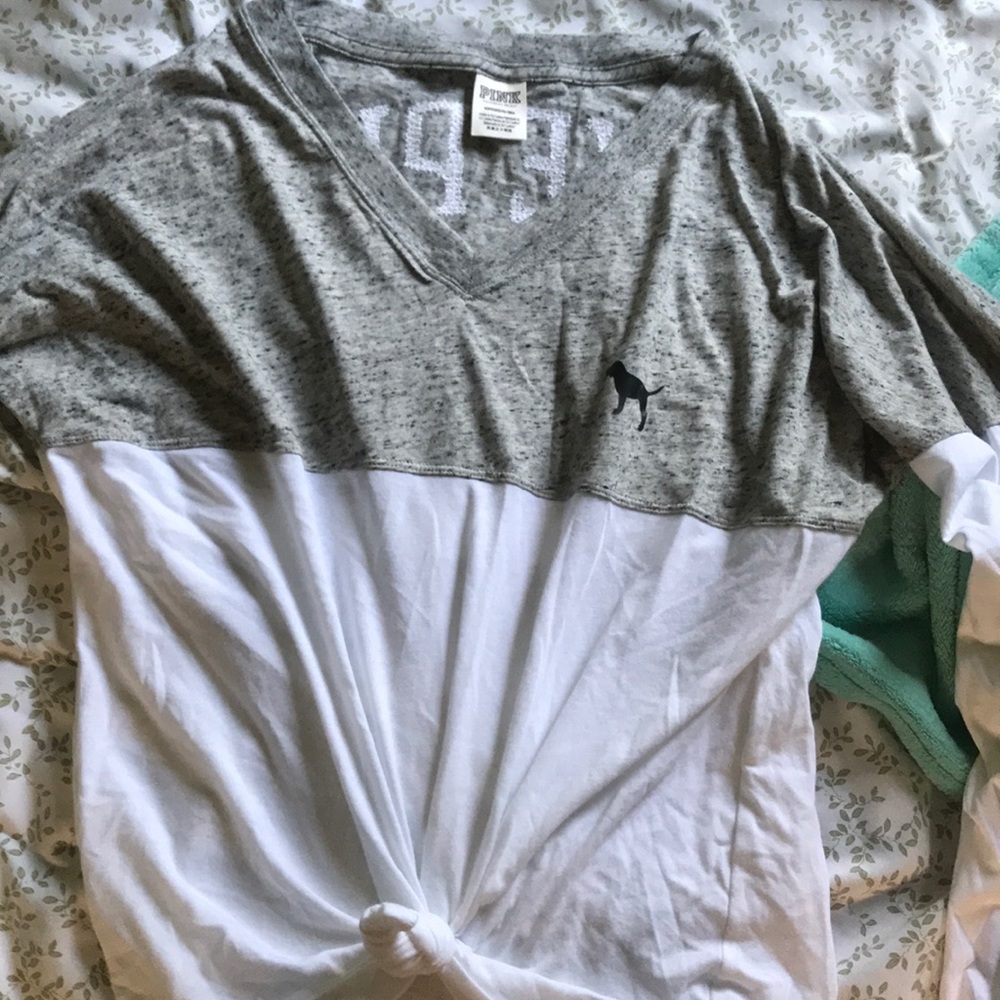 Grey and White Pink Victoria Secret Longsleeve